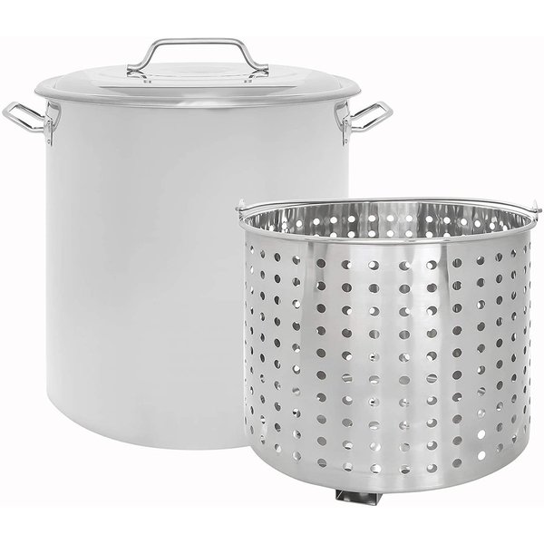 Concord Stainless Steel Stock Pot w/Steamer Basket, 80 Quart S80-BAK